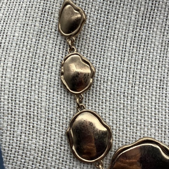 Organic Shaped Gold Necklace As Is Graduated Adjustable Chain Link Lobster Claw - Picture 3 of 11